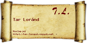 Tar Loránd névjegykártya